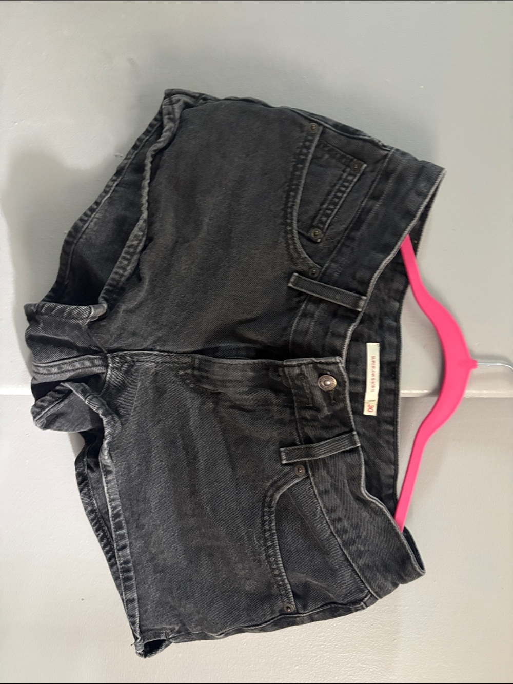 Levi's Black Washed Denim High-Rise Shorts